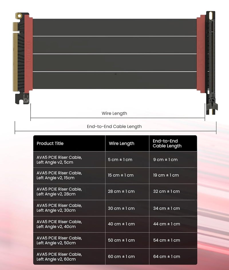 LINKUP PCIE 5.0 Riser Cable | for Vertical GPU Mount | Left Angle | Graphics Card GPU Ready | Usable with PCIe 4.0 & RX 9070/ RTX5090 | 28cm (Total Length: 32cm) - Image 3